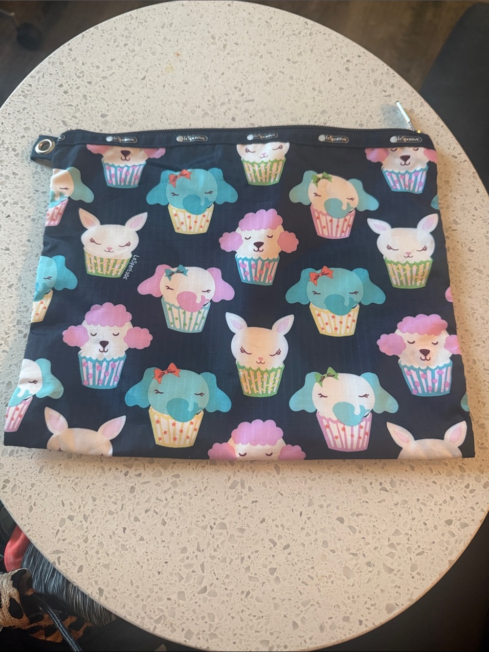 LeSportsac Babycakes Blue Zip Nylon Pouch Cupcake
